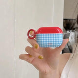 Compatible For Airpods 4 Case With Cleaner Kit Cute Blue Check Aesthetics Design Shockproof Keychain Red Top Cover For Girls Woman For Airpods 4Nd(2024)-Blue