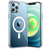 JETech Magnetic Case for iPhone 12 Pro Max 6.7-Inch Compatible with MagSafe Wireless Charging, Shockproof Phone Bumper Cover, Anti-Scratch Clear Back (Clear)
