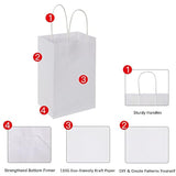 100 Pack 5.25X3.25X8.25 Inch Small White Kraft Paper Bags With Handles Bulk For Birthday Wedding Party Favors Grocery Retail Shopping Business Goody Craft Gift Bags Cub Sacks (100Pcs Count)