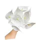 8Pcs 13Inch Pure White Artificial Anthurium Lily Flowers Permanent For Home Decor Bouquet Home Bridal Wedding Festival Party,Crafts,Store Decor Arrangements Flower Bouquet Accessories