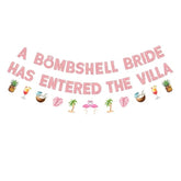 A Bombshell Bride Has Entered The Villa Banner, Bachelorette Party Tropical Decor
