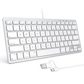 Wired Keyboard For Mac Devices Only With Dual Interface, Comfortable Typing Angle & Stable Connection, Compatible With Macbook, Imac, Mac Mini, Pc-White