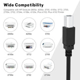 8125E Printer Cable Usb 2.0 Cord For Hp Officejet Pro 8125E, 9125E, 8139E, 9135E, 9730E, 8135E, 8015E, 9015E, For Hp Deskjet 2855E, 2827E, 4255E, 4155E, 4227E, 2755, 4158 Printer (10 Ft)