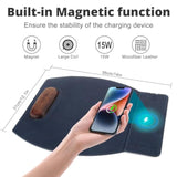 Magnetic Wireless Charging Mouse Pad With Ergonomic Design, Mousepad With Wrist Support, Foldable Mousepad With Wrist Rest And For Computer, Laptop, Office & Home, 14 X 12.1 In, Blue