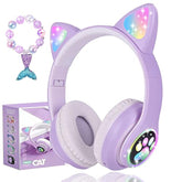 Wireless Cat Ear Headphones For Kids, Led Light Up Kids Girls Bluetooth Headph