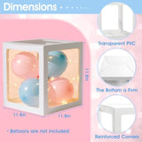 Baby Boxes With Letters For Baby Shower Decoration, 4 Pcs Clear Baby Balloon Boxes Blocks With Led Fairy String Lights 38 Balloons For Boy Girl Gender Reveal Birthday Party (White)