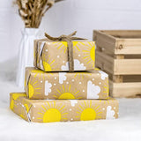 Kraft Wrapping Paper Roll 17"x32.8' β Sun Cloud Design for Birthday & Party