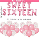 16Th Birthday Party Decorations Sweet 16 Party Balloons Sixteen Birthday Tiara Pink Sash Happy Birthday Banner For 16 Year Old Women Birthday Party Favor Supplies