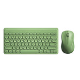 Compact Keyboard Mousecombo, 79-Key Retro Mini Cute Computer Keyboard 2.4G Usb Wireless And Silent Mice Set For Laptop Desktop Pc Ipad (Green)
