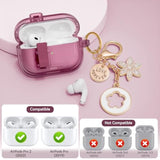 For Airpods Pro 2Nd/1St Generation Cases Burgundy With Lock&Bling Keychain For Women&Girly,Cute Soft Tpu Clear Case Cove For Airpods Pro 2 Case With Cleaning Kit,Phone Holder Function