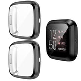2 Pack Tpu Case For Fitbit Versa 2 Screen Protector, Scratch Resistant Shock Full Around Protective Covers Compatible With Fitbit Versa 2 Smartwatch (Black/Black)