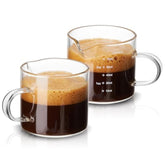 2 Pack Measuring Cups, 75Ml Espresso Cups With Handle, Espresso Shot Glasses With V-Shaped Mouth, Clear Accessories, Milk Frothing Pitcher