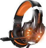 G9000 Stereo Gaming Headset For Ps4, Pc, Xbox One Controller, Noise Cancelling Over Ear Headphones With Mic, Led Light, Bass Surround, Soft Memory Earmuffs (Orange)