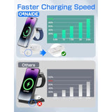 Wireless Charging Station For Apple,Magnetic Compatible Wireless Charger Stand,3 In 1 Wireless Charger Stand Dock Watch And Phone Charger Station For Iphone 15, Airpods, Apple Watch 9