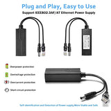 Active Poe Power Over Ethernet Splitter Adapter 48V To 12V, 5.5X2.1Mm Dc, Ieee 802.3Af/At Compliant 10/100Mbps Poe Splitter With 12V Output For Surveillance Camera Cctv & Voip Phone, 2 Pack
