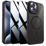 Magnetic Case for iPhone 15 Pro Max with Privacy Screen Protector & Camera Cover Compatible with MagSafe Soft Shockproof Phone Case Protective Bumper Cover for iPhone 15 Pro Max Black
