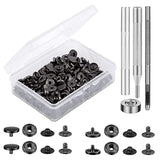 50 Sets Leather Snap Fasteners Kit 10Mm Black Metal Snap Buttons Kit S