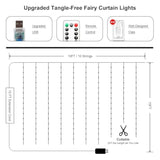 Fairy Curtain Lights Upgraded Tangle-Free Cool White Usb Plug In 8 Modes String Hanging Lights With Remote For Christmas