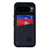 Pixel 9/9 Pro Card Case, 2 Slots, Magnetic Mount, Canvas Leather - Black