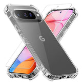 For Google Pixel 10 Case Or Google Pixel 10 Pro Case With Tempered Glass Screen Protector, Soft Flexible Tpu Slim Fit Shockproof Phone Cover For Women Men Girls Boys (Clear)