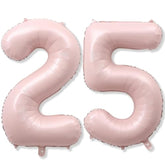 Pastel Pink 25 Balloon Number For Girls, 40'' Self Inflating Number 25 Balloons, Big Light Blush Pink Foil 2 & 5 Helium Balloon 25 For Women Boho Coquette 25Th Birthday Party Graduation Decorations