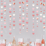 Rose Gold Party Decorations Dusty Pink Heart Garland Blush Pink Hanging Paper Streamer For Valentines Day Bridal Shower Birthday Anniversary Baby Shower Engagement Bachelorette Wedding Party Supplies