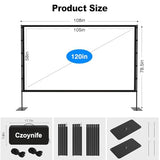 Projector Screen with Stand - 120inch Outdoor Projector Screen Portable, 16:9 Indoor Movie Screen, 4K HD, 3D Compatible Includes Carry Bag