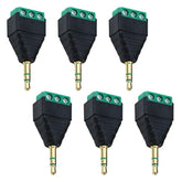 6Pcs 3.5Mm Stereo Male To Av 3-Screw Terminal Block Headphone Balum Connector