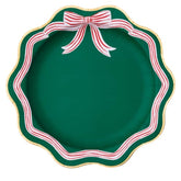 Elegant Green Peppermint Bow Large Paper Party Plates | Large Disposable Dinner Plates For Christmas & Holiday Parties | Premium Party Supplies & Decorations | Pack Of 8, 11"
