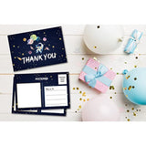 Birthday Thank You Postcards, Outer Space Theme, Astronaut Rocket Ship Thank You Cards For Kids Girls Boys Birthday Party, Baby Shower Party, Set Of 20 (A04)