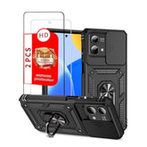 Military Grade Shockproof Phone Case For Moto G Stylus 5G 2023 With Screen Protector, Ring Holster, Belt Clip, Lanyard, And Slide Camera Cover (Black)