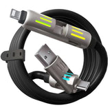 240W 4-In-1 Multi Usb Charging Cable With Led Indicator, Fast Charging & Data Sync, Usb-A, Usb-C, Ios Connectors For Iphone, Samsung, Laptop, 4Ft (Rich Black)