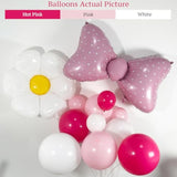 125Pcs Bow Balloon Garland Kit in Pink & White for Birthday, Baby Shower, Party