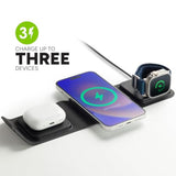 Mophie 3-in-1 Travel Charger with MagSafe - Portable Wireless Charging Hub, Compatible w/Apple Devices, iPhone 17/16/15/14/13/12 Series, Apple Watch Series 11 to 1 & Ultra, AirPods Pro/3rd Gen, Black