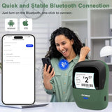 Thermal Label Maker Machine: 2 Inch Portable Bluetooth Label Printer 221B Mini Wireless Barcode Printer Compatible With Ios & Android For Small Business Home Office Organization (Green)