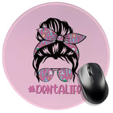 Pink Round Mouse Pad 8.6 X 8.6 Inch Funny Office Decor For Gaming Laptop With Stitched Edges Non-Slip Rubber Base,Gift For Female Dental Colleagues