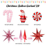Pink Christmas Balloon Arch Kit 155pcs Red Pink Green Silver Christmas Balloons Arch with Candy Cane Lollipop Explosion Star Santa Claus Foil Balloons for Christma Birthday Party Decorations