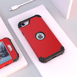 For Se 2020 Case With Screen Protector,Case For Se 2022, Sturdy 3 In 1 Shock Absorption Slim Fit Heavy Duty Hard Pc Cover Soft Silicone Bumper Full Body Cover,Red