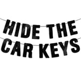 Pre-Strung Hide the Car Keys Banner Black Glitter Sweet 16 Party Decor
