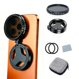 Magnetic 52mm Variable ND Filter for iPhone, ND2-400 Adjustable Filter for Smartphone, Neutral Density Lens with Foldable Stand Compatible with