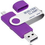 Borlterclamp 32Gb Usb Flash Drive Dual Port Memory Stick, Otg Swivel Thumb Drive With Micro Usb Drive Port For Android Smartphone Tablet & Computer (Purple)