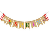 Hello Spring Burlap Banner Jute Spring Bunting Banner Garland Flower Spring Decorations For Indoor Outdoor Party Mantel Fireplace Wall Decor