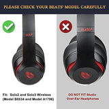 Earpads Cushions Replacement For Beats Solo 2 & Solo 3 Wireless On-Ear Headphones, Solo2 Solo3 Ear Pads With Soft Protein Leather, Added Thickness - (White)