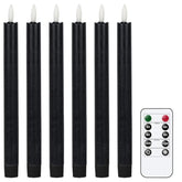 Flameless Black Taper Candles Flickering With 10-Key Remote, Battery Operated Led Warm 3D Wick Light Window Candles Real Wax Pack Of 6, Christmas Home Wedding Decor(0.78 X 9.64 Inch)