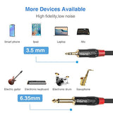 1/4 Inch Ts To 1/8 Inch Trs Cable, 1/4" Ts Mono To 1/8 Inch(3.5Mm) Trs Stereo Interconnect Adapter Cable,Mono To Stereo Patch Cord - 6.6 Feet/2 Meters