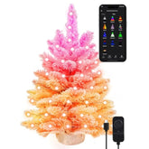 Smart Pink Mini Christmas Tree, 22.8In Diy Smart-Lit Pink Flocked Tabletop Xmas Tree With 100 Led Rgb Lights, App/Voice Control 159+ Scenes Mini Xmas Tree Usb C Small Tree For Fireplace Desk