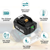 2 Pack 18V 6.5Ah Replacement Battery For Makita 18V Battery, Li-Ion Battery Replace For Makita 18V Battery Bl1815 Bl1820 Bl1825 Bl1830 Bl1835, Compatible With Makita 18V Cordless Power Tools