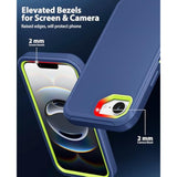 Case For Iphone 16E 2025, Heavy Duty & Rugged Dual-Layer With Usb C Port Anti Dust Protection Shockproof Phone Cases, Anti-Scratch Armor Back Cover For Iphone 16E 2025 6.1-Inch, Blue Green