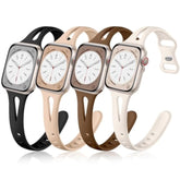 Compatible With Apple Watch Band 40Mm 38Mm 41Mm 42Mm Iwatch Series 10 9 8 7 6 5 4 3 2 1 Se For Women Men, Durable Soft Silicone Thin Slim Sport Watch Bands, Black/Dark Brown/Starlight/Milk Tea