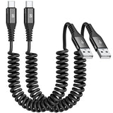 Coiled Usb C Cable 2Pack 10Ft, Usb A To Usb C Cable For Car, Fast Charger Cord For Iphone 17 16 15 Pro Max Plus Iphone Air Samsung Galaxy S25 S24 S23 S22 S21 Note 20 10 Flip A54 A15 A14 Pixel Lg Moto